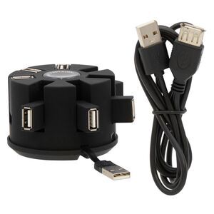 Hello by Design Round 7 Port USB 2.0 Splitter HUB in Black